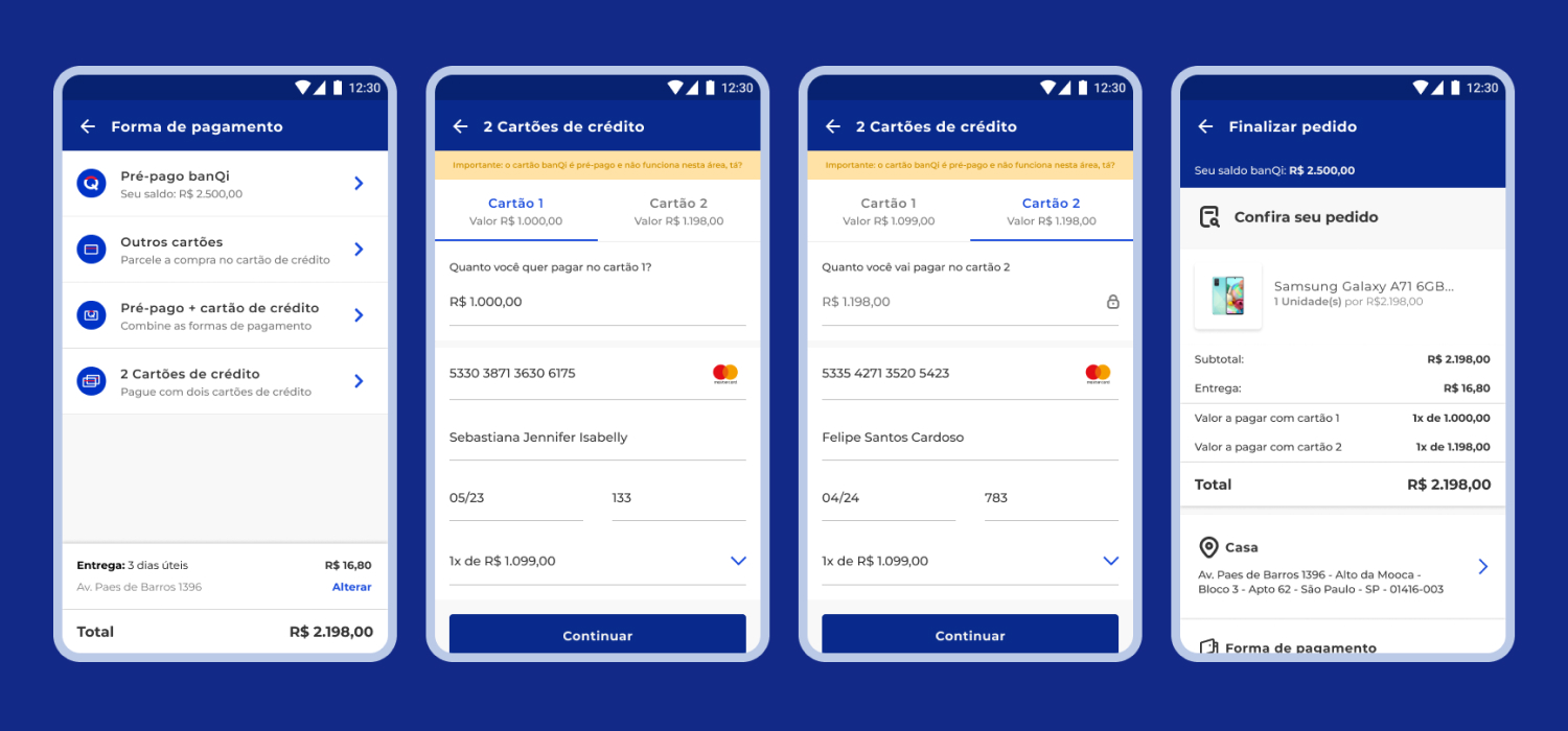 Layout dois cartões